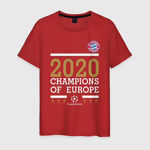 Мужская футболка FC Bayern Munchen Champions of Europe 2020 / Красный – фото 1