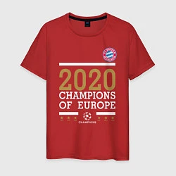 Футболка хлопковая мужская FC Bayern Munchen Champions of Europe 2020, цвет: красный