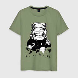 Футболка хлопковая мужская Космонавт, цвет: авокадо