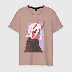 Футболка хлопковая мужская Zero Two Ne1t, цвет: пыльно-розовый