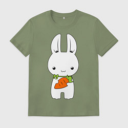 Футболка хлопковая мужская Зайчик с морковкой, цвет: авокадо