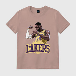 Футболка хлопковая мужская LeBron - Lakers, цвет: пыльно-розовый