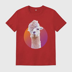 Футболка хлопковая мужская Лама 2, цвет: красный