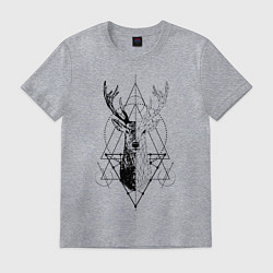 Футболка хлопковая мужская Polygonal deer, цвет: меланж