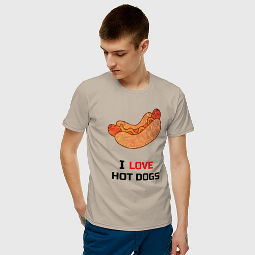 Мужская футболка Love HOT DOGS / Миндальный – фото 3