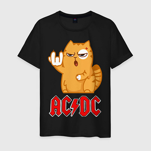 Мужская футболка ACDC rock cat / Черный – фото 1