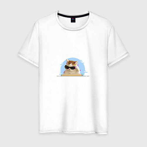 Мужская футболка Кот в очках мем / Белый – фото 1