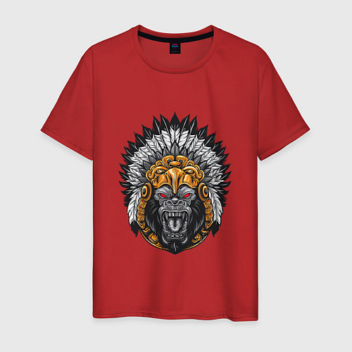 Мужская футболка Шаман обезьян / Красный – фото 1