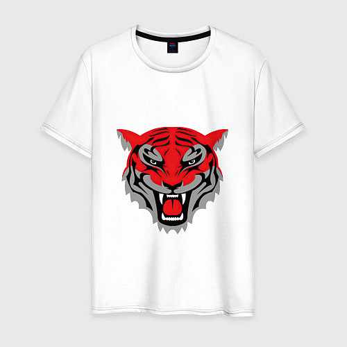 Мужская футболка Оскалившийся тигр / Белый – фото 1