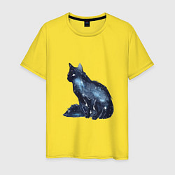 Футболка хлопковая мужская Космический кот, цвет: желтый