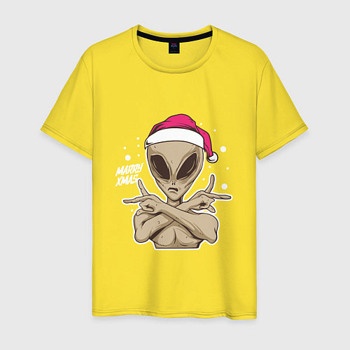 Мужская футболка Alien Santa / Желтый – фото 1