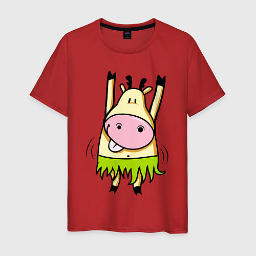 Мужская футболка Веселая корова / Красный – фото 1