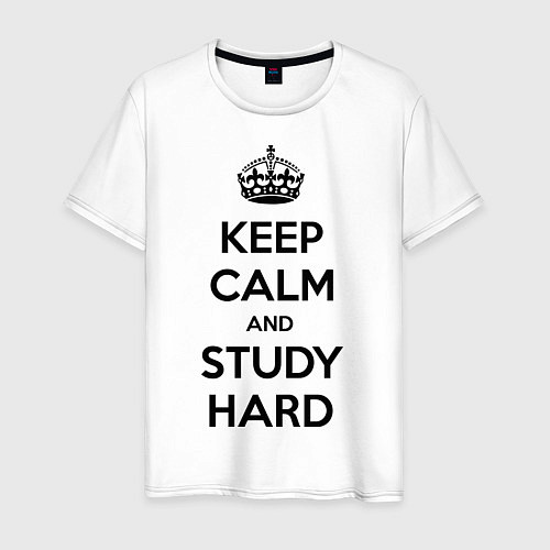 Мужская футболка Keep Calm & Study Hard / Белый – фото 1