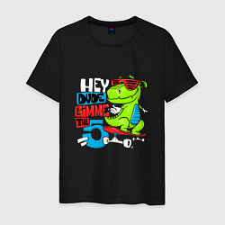 Футболка хлопковая мужская Dino hipster, цвет: черный