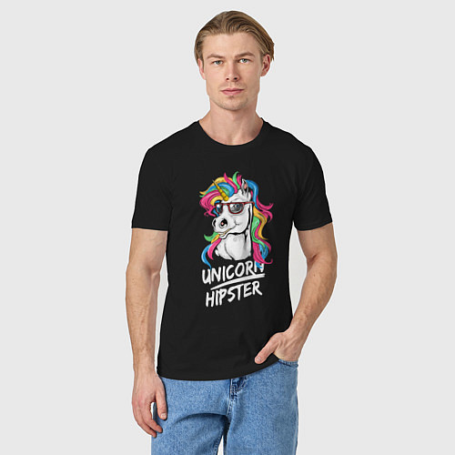 Мужская футболка Unicorn hipster / Черный – фото 3