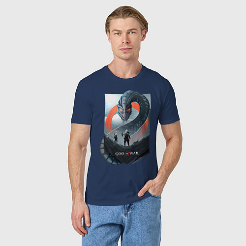 Мужская футболка Кратос и Атрей / Тёмно-синий – фото 3