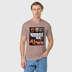 Футболка хлопковая мужская AMONG US GTA, цвет: пыльно-розовый — фото 2