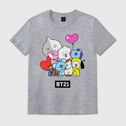 Футболка хлопковая мужская BT21, цвет: меланж