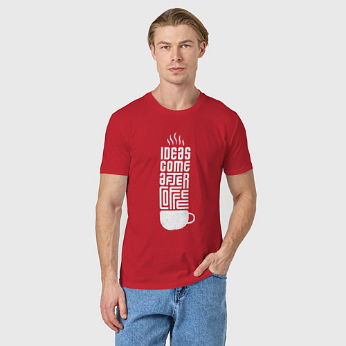 Мужская футболка Идеи приходят после кофе / Красный – фото 3