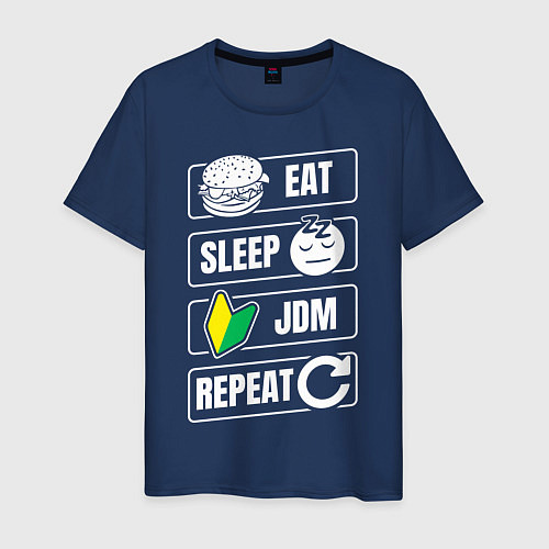 Мужская футболка Eat Sleep JDM Repeat / Тёмно-синий – фото 1