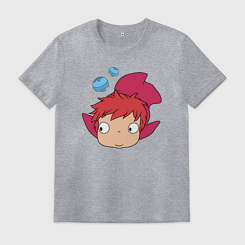 Мужская футболка Рыбка Поньо на утесе / Меланж – фото 1