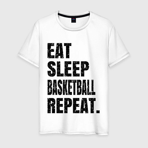 Мужская футболка EAT SLEEP BASKETBALL REPEAT / Белый – фото 1