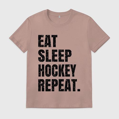 Мужская футболка EAT SLEEP HOCKEY REPEAT / Пыльно-розовый – фото 1