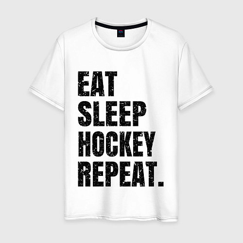 Мужская футболка EAT SLEEP HOCKEY REPEAT / Белый – фото 1