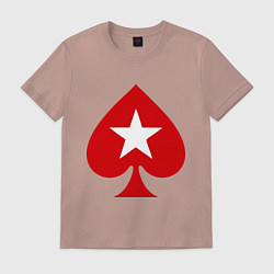 Футболка хлопковая мужская Покер Пики Poker Stars, цвет: пыльно-розовый