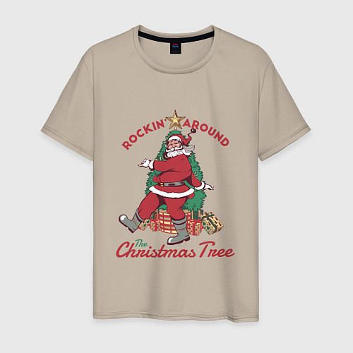 Мужская футболка Rockin Santa / Миндальный – фото 1