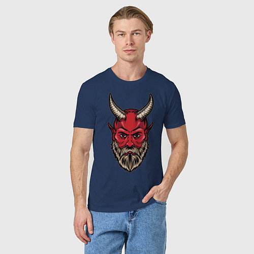 Мужская футболка Дьявол с бородой / Тёмно-синий – фото 3