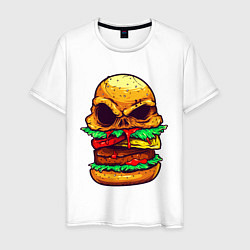 Футболка хлопковая мужская Голодный бургер, цвет: белый
