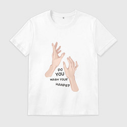 Футболка хлопковая мужская Блестящие руки, цвет: белый