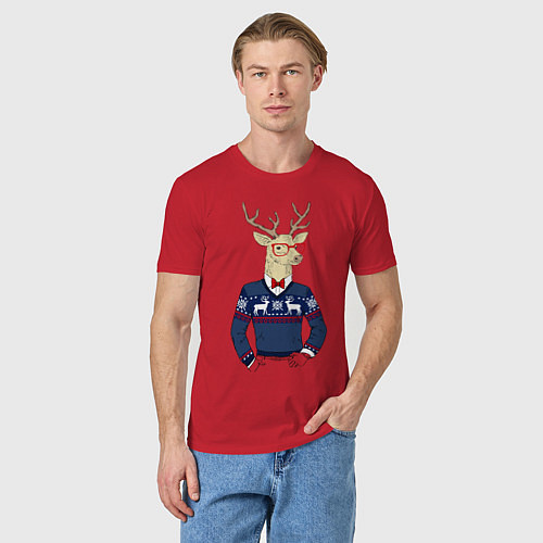 Мужская футболка Hipster Deer / Красный – фото 3