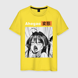 Футболка хлопковая мужская Ahegao, цвет: желтый