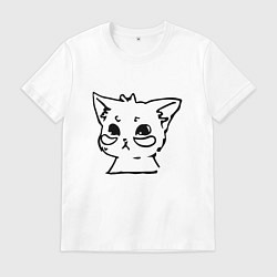 Футболка хлопковая мужская Курсэд Кэтс Три, цвет: белый