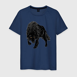 Футболка хлопковая мужская Черный Волк, цвет: тёмно-синий