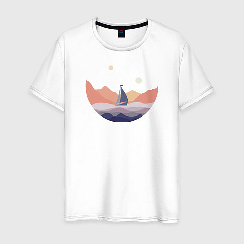 Мужская футболка Яхта в океане / Белый – фото 1