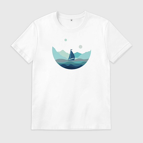 Мужская футболка Яхта в океане / Белый – фото 1