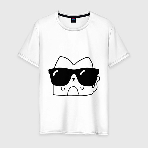 Мужская футболка Кот Зефир в очках / Белый – фото 1