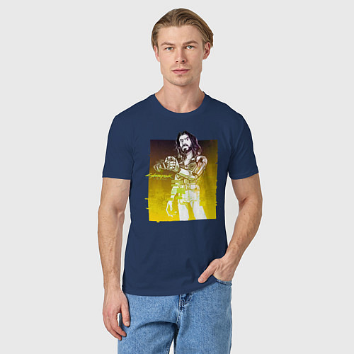 Мужская футболка Johnny Silverhand Art 03 / Тёмно-синий – фото 3