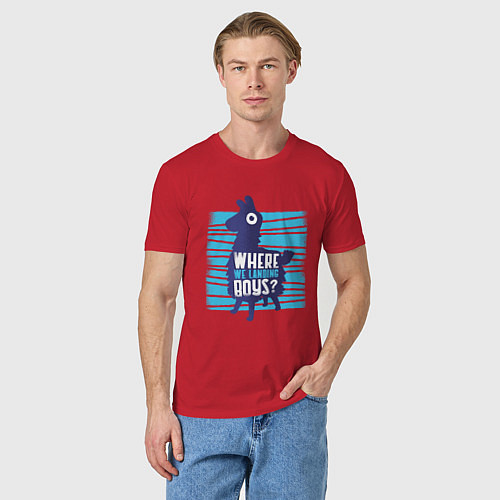 Мужская футболка Fortnite Смешная Лама / Красный – фото 3