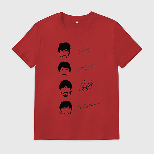 Мужская футболка The Beatles автографы / Красный – фото 1