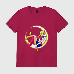 Футболка хлопковая мужская Sailor Moon, цвет: маджента