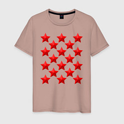 Футболка хлопковая мужская Красные звезды, цвет: пыльно-розовый