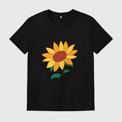 Футболка хлопковая мужская Подсолнух, цвет: черный