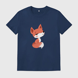 Футболка хлопковая мужская Лиса, цвет: тёмно-синий