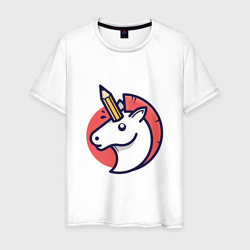 Мужская футболка Единорог с карандашом / Белый – фото 1