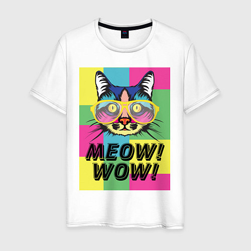 Мужская футболка Pop Cat Meow Wow! / Белый – фото 1