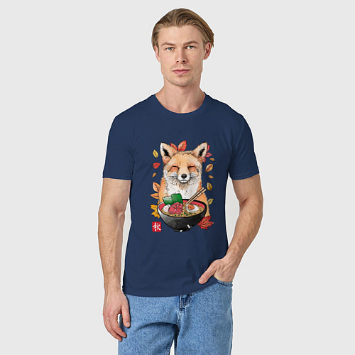 Мужская футболка Лиса / Тёмно-синий – фото 3